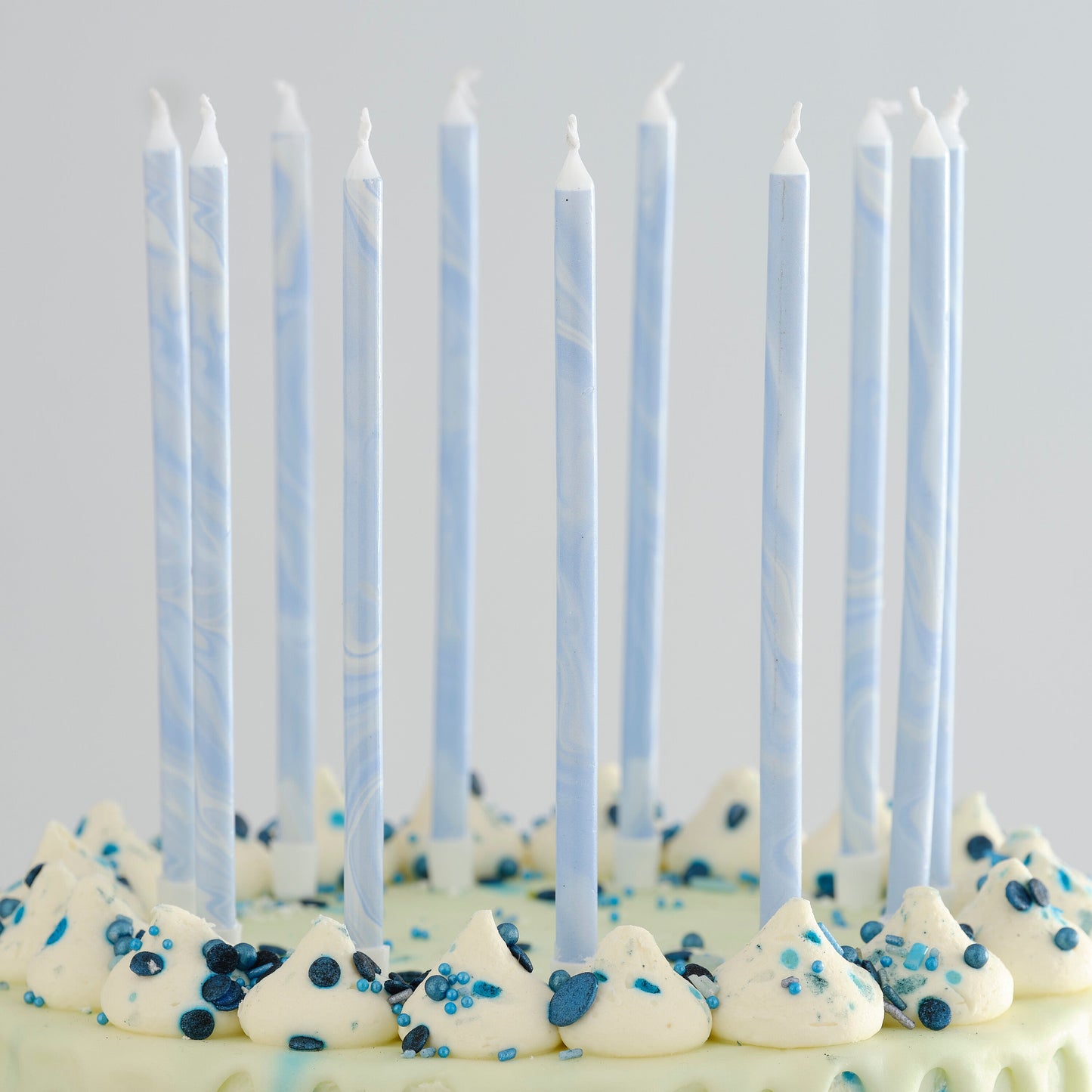 Blue Tall Marble Birthday Cake Candles- 5 Inner Pack