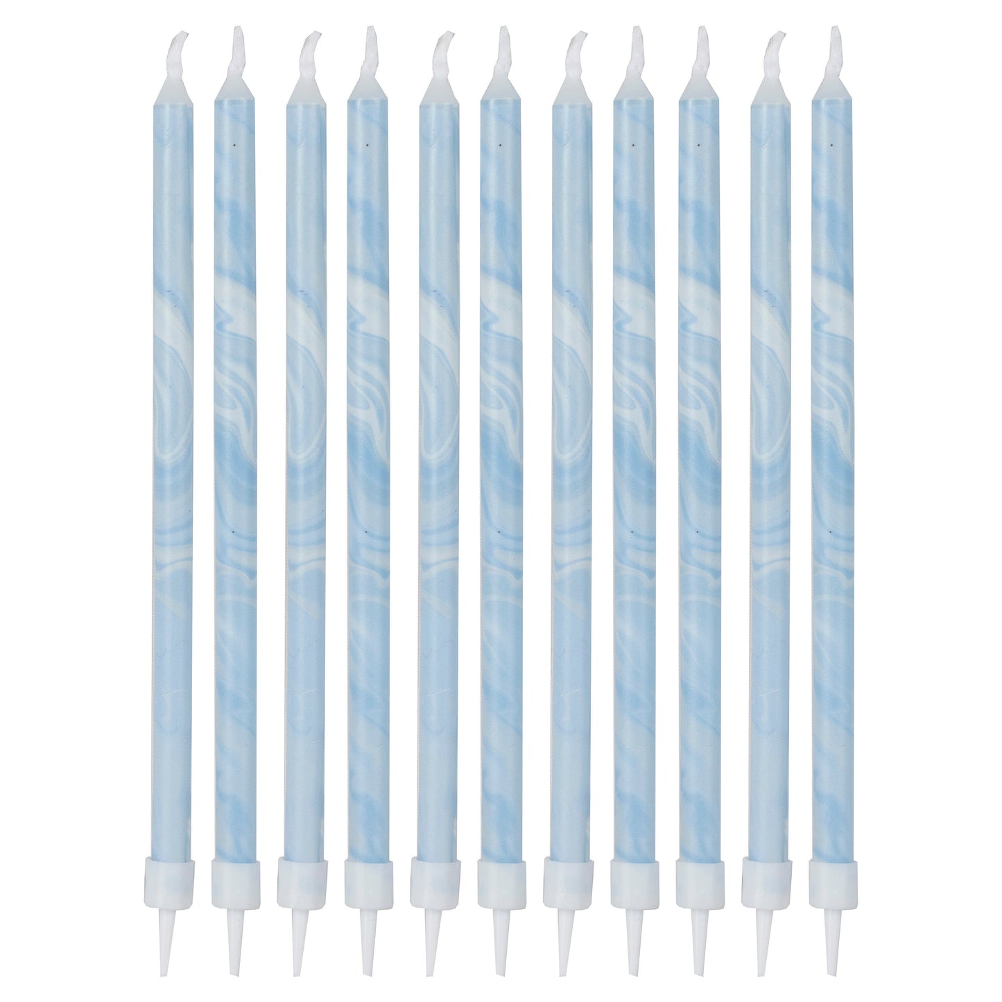 Blue Tall Marble Birthday Cake Candles- 5 Inner Pack