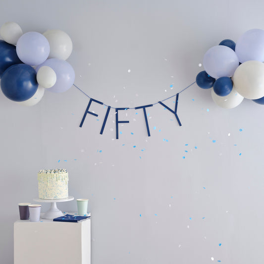 Navy 50th Birthday Milestone Balloon Bunting- 5 Inner Pack