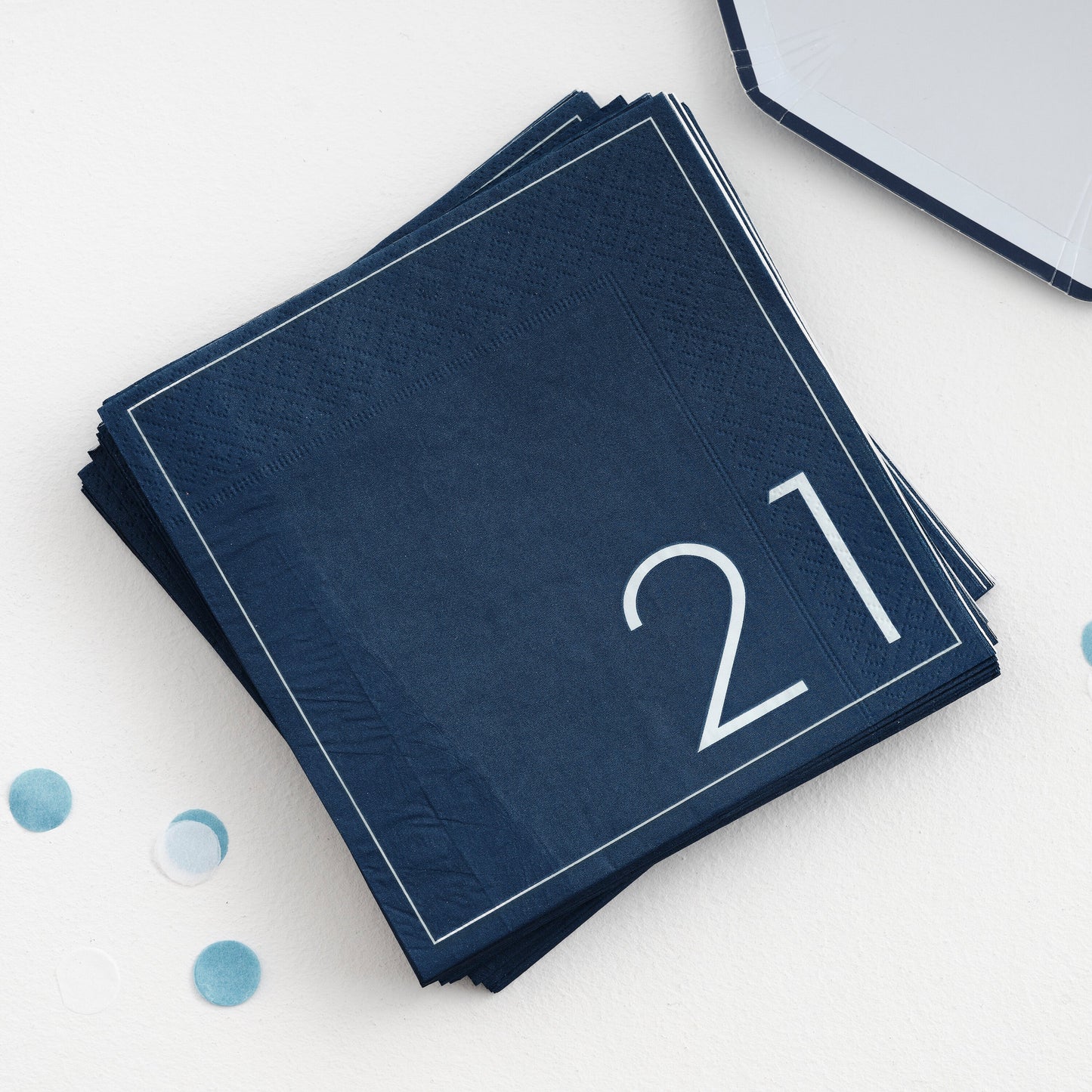 Navy 21st Birthday Milestone Paper Napkins- 5 Inner Pack