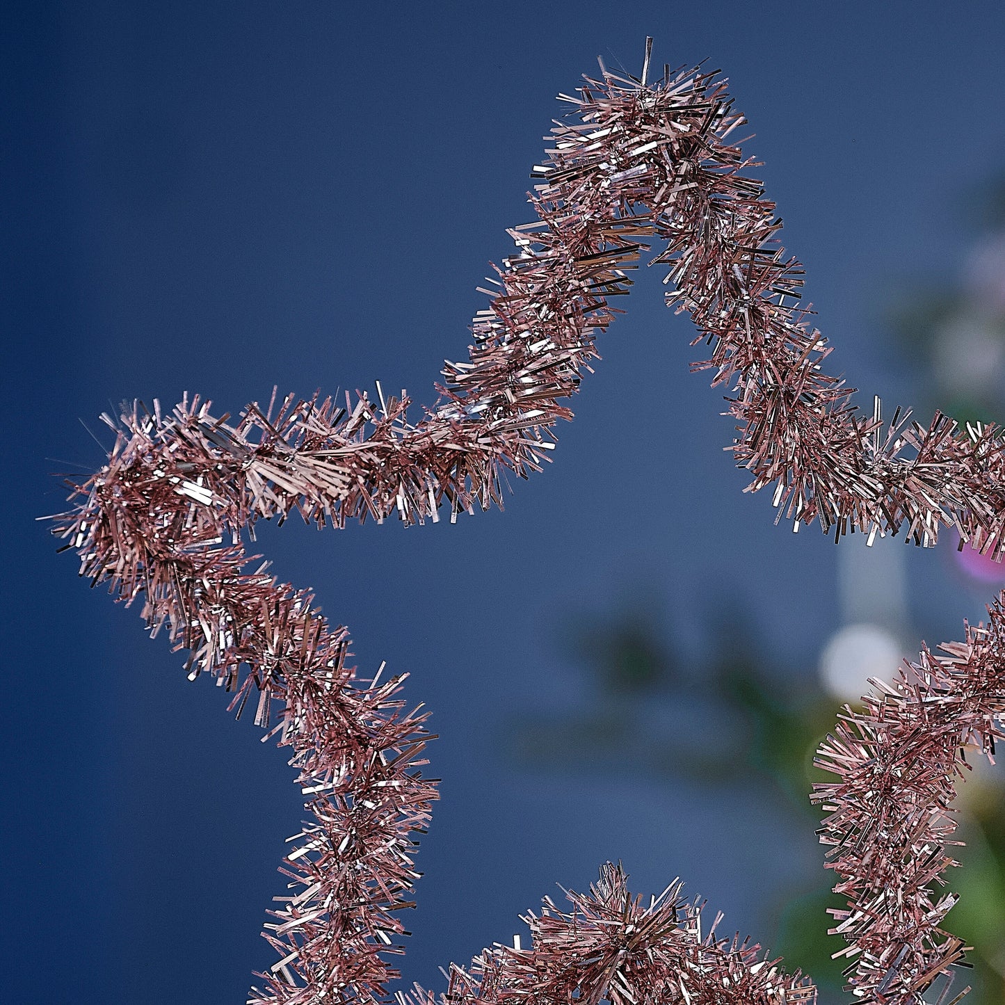 Pink Tinsel Christmas Tree Star Topper- 5 Inner Pack