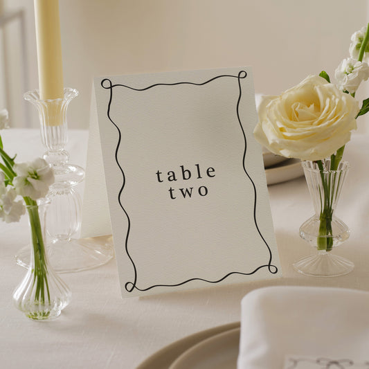 Cream and Black Wedding Table Numbers- 5 Inner Pack
