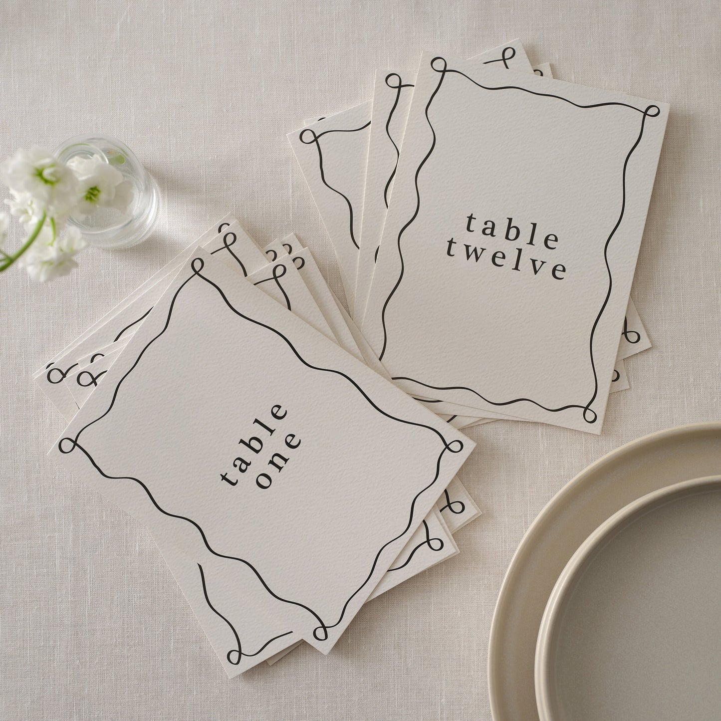 Cream and Black Wedding Table Numbers- 5 Inner Pack