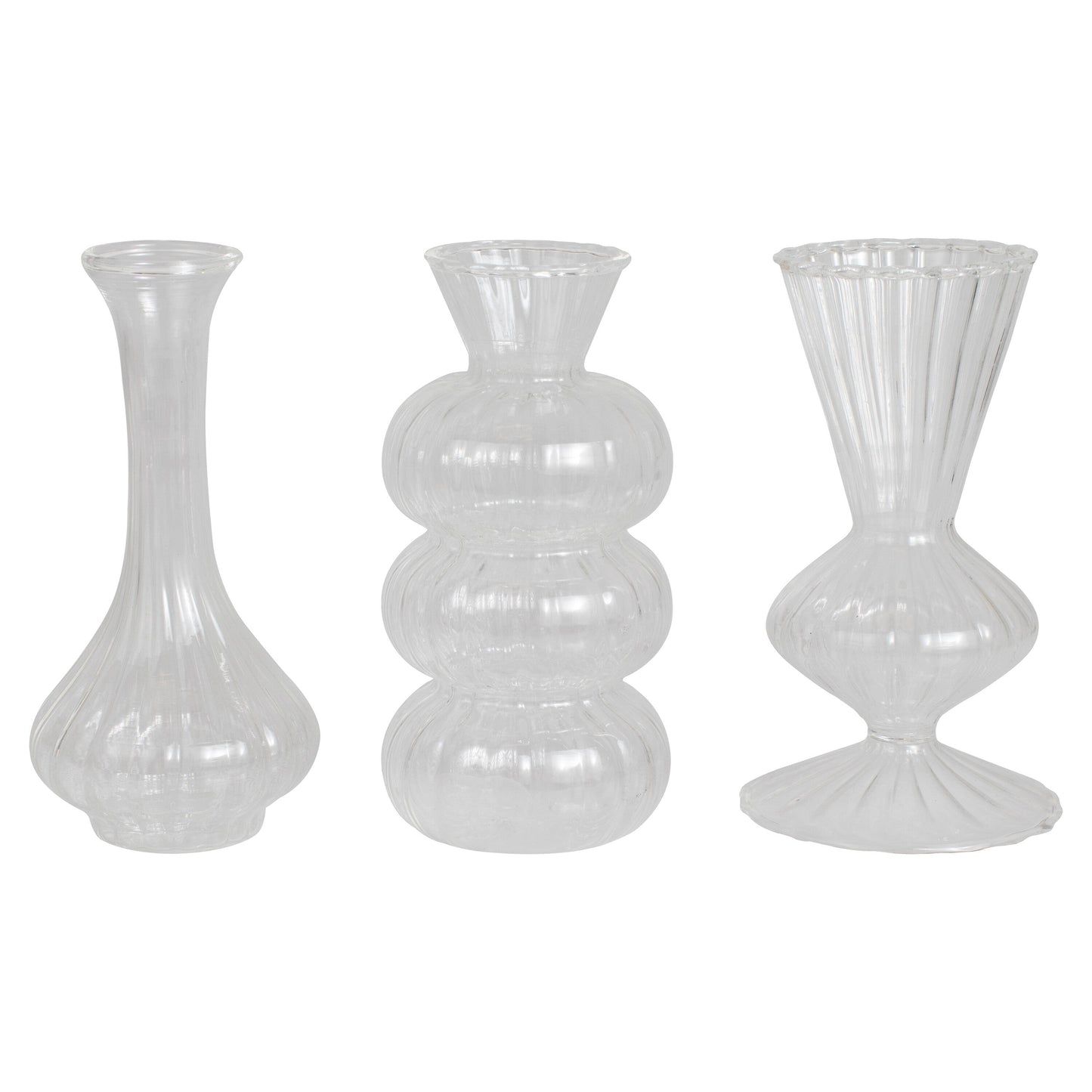 Shaped Clear Glass Bud Vases- 1 Inner Pack