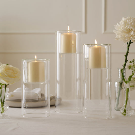 Clear Glass Pillar Candle Holders- 1 Inner Pack