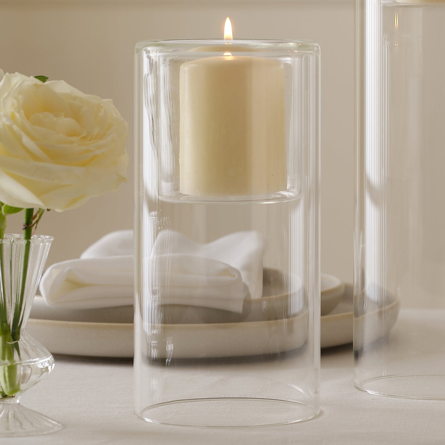 Clear Glass Pillar Candle Holders- 1 Inner Pack