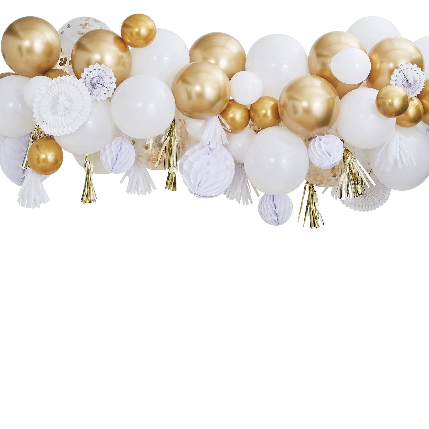 Gold Balloon And Fan Garland  Party Backdrop- 5 Inner Pack