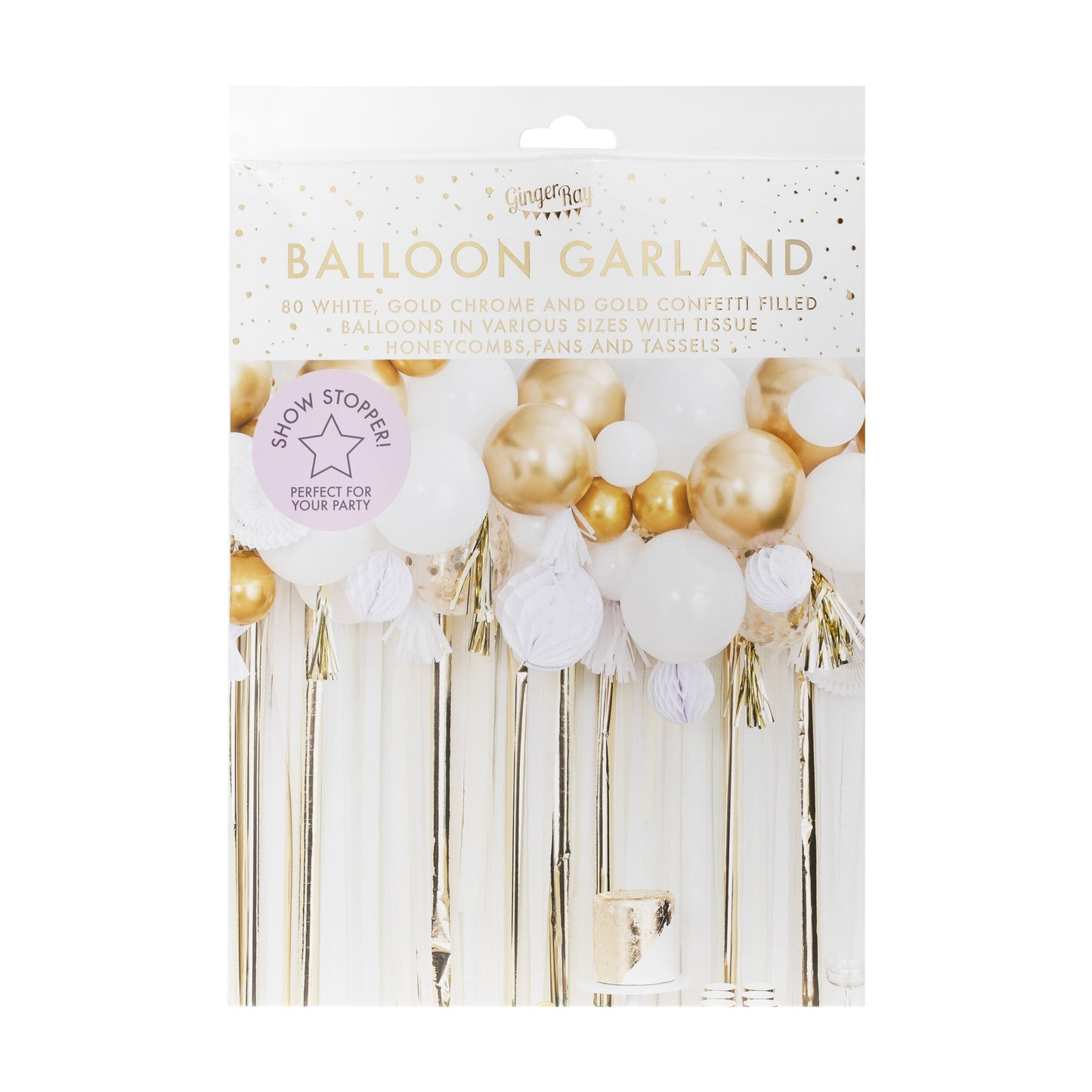 Gold Balloon And Fan Garland  Party Backdrop- 5 Inner Pack