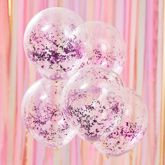 Lilac Confetti Balloons- 5 Inner Pack