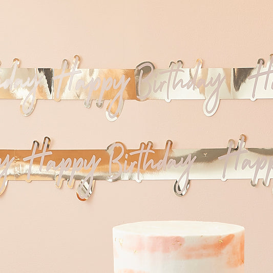 Gold Foil Happy Birthday Banner- 5 Inner Pack