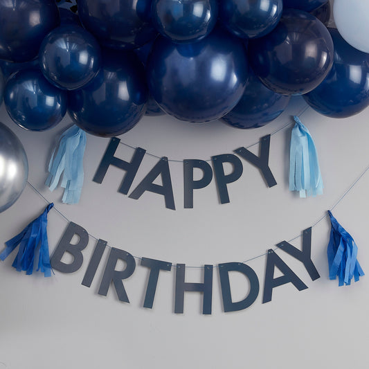 Blue Happy Birthday Bunting with Tassels- 5 Inner Pack