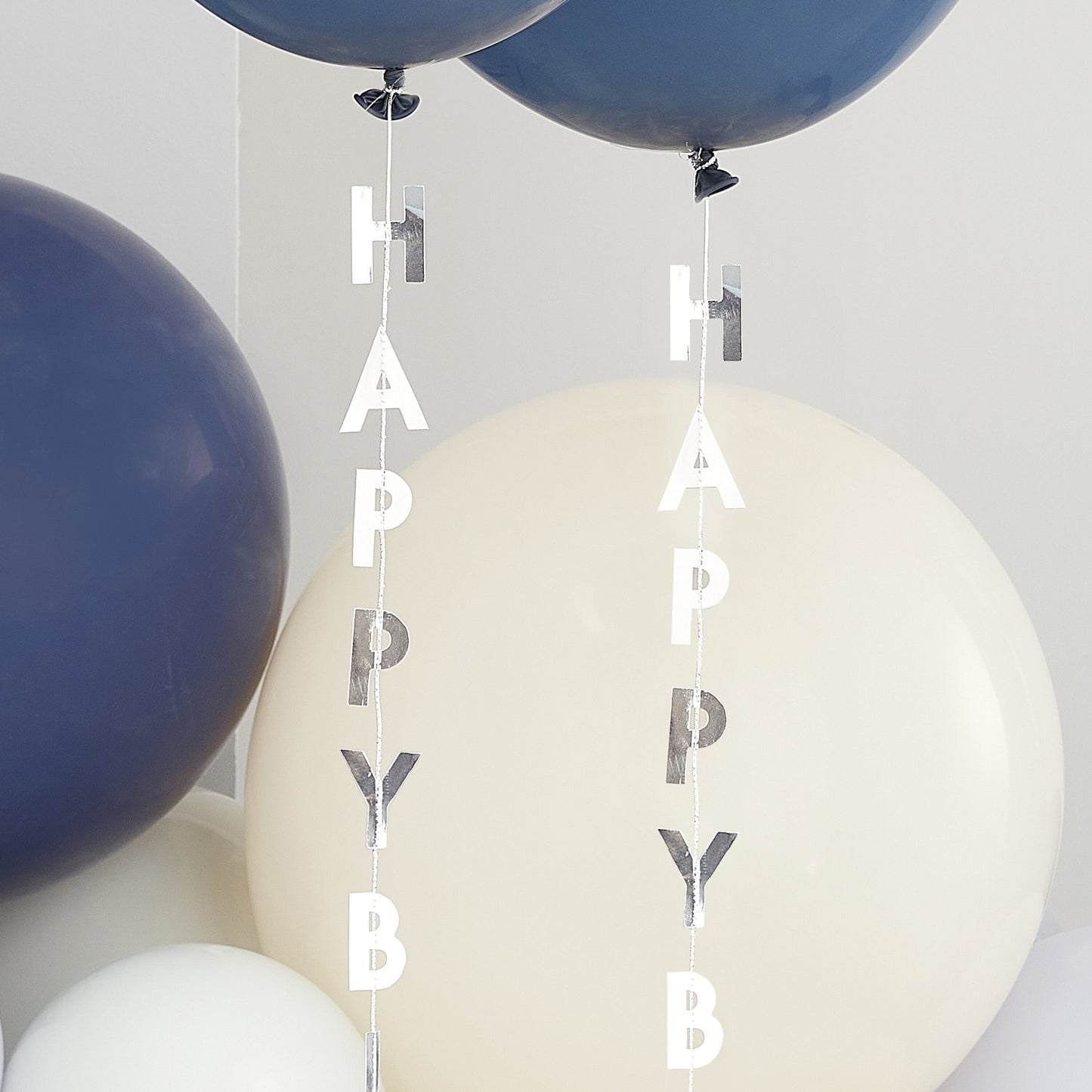 Silver Happy Birthday Balloon Tails- 10 Inner Pack