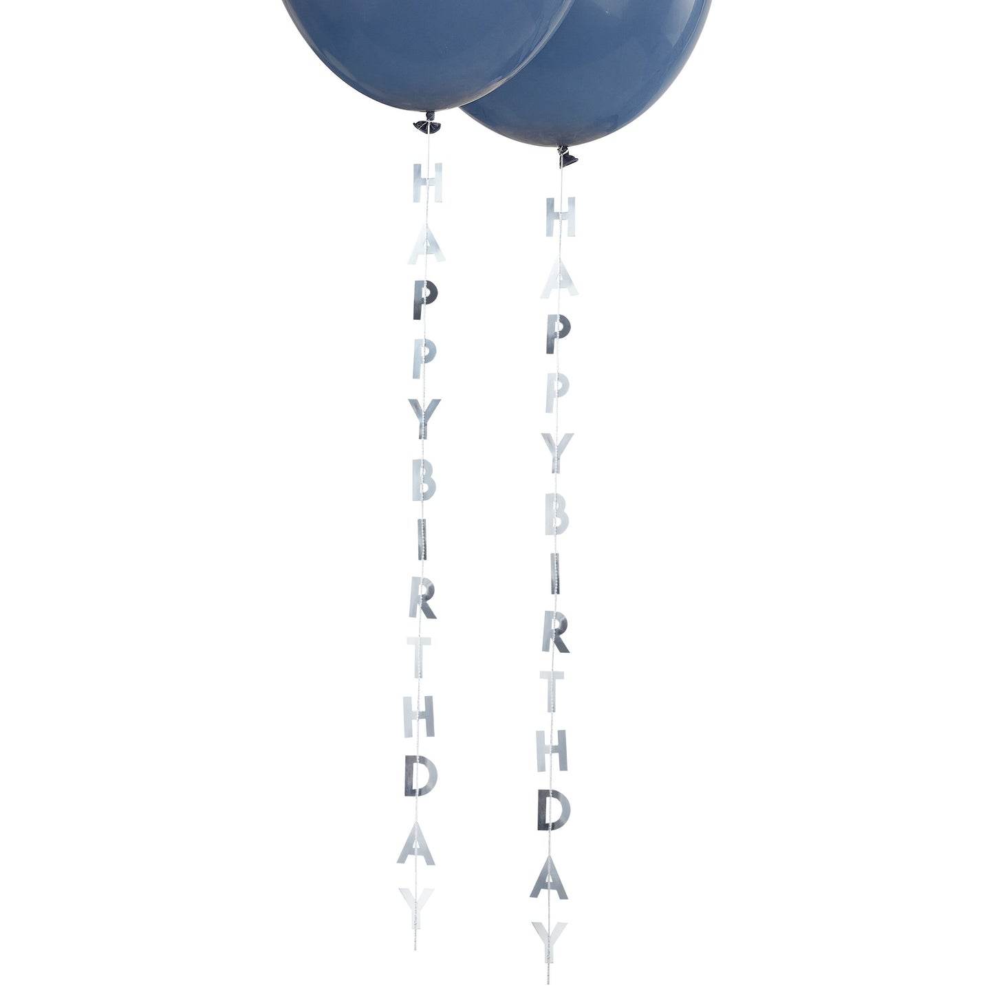 Silver Happy Birthday Balloon Tails- 10 Inner Pack