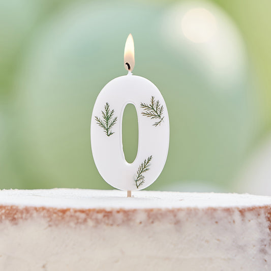 Leaf Foliage Number 0 Birthday Candle- 5 Inner Pack