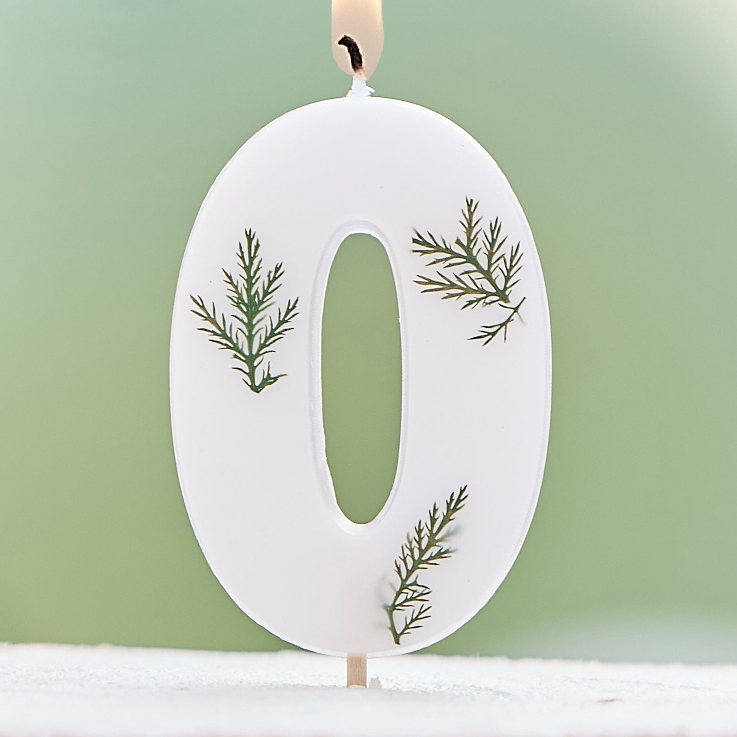 Leaf Foliage Number 0 Birthday Candle- 5 Inner Pack