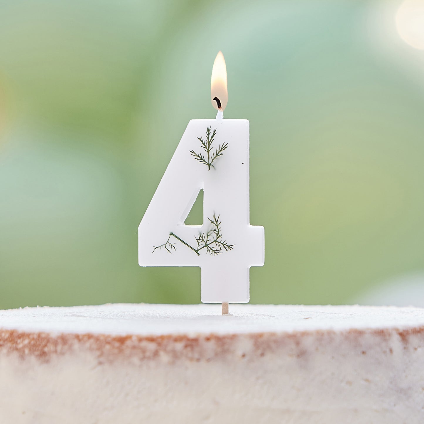 Leaf Foliage Number 4 Birthday Candle- 5 Inner Pack
