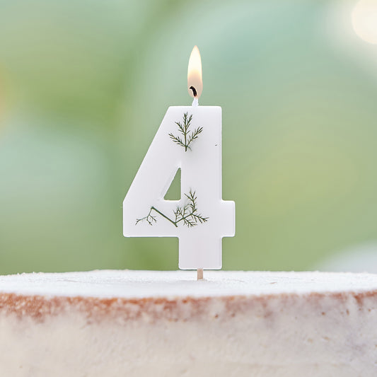 Leaf Foliage Number 4 Birthday Candle- 5 Inner Pack