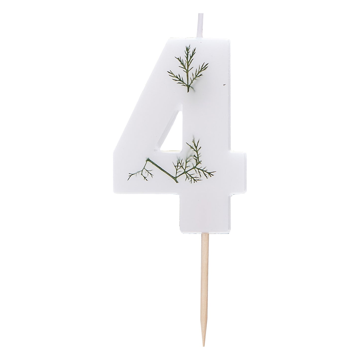 Leaf Foliage Number 4 Birthday Candle- 5 Inner Pack