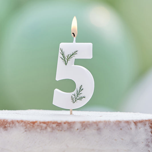 Leaf Foliage Number 5 Birthday Candle- 5 Inner Pack