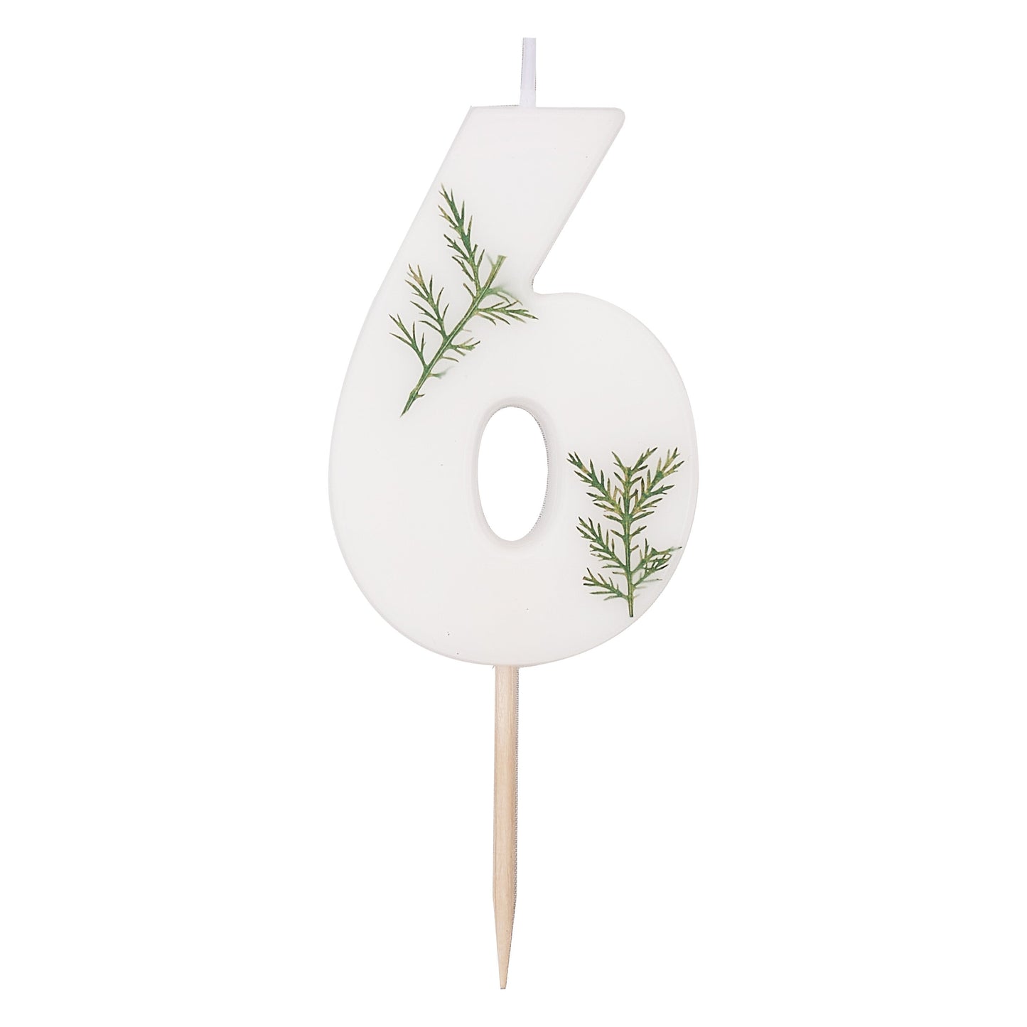 Leaf Foliage Number 6 Birthday Candle- 5 Inner Pack