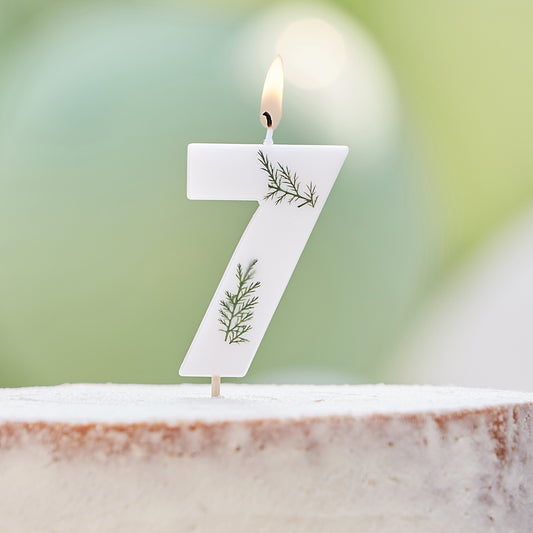 Leaf Foliage Number 7 Birthday Candle- 5 Inner Pack