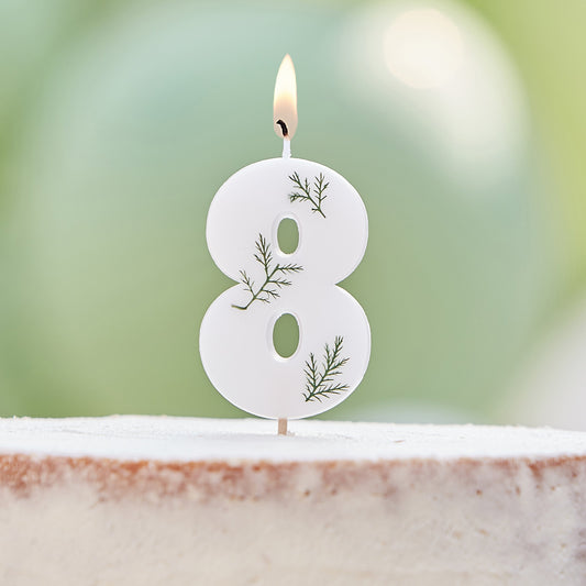 Leaf Foliage Number 8 Birthday Candle- 5 Inner Pack