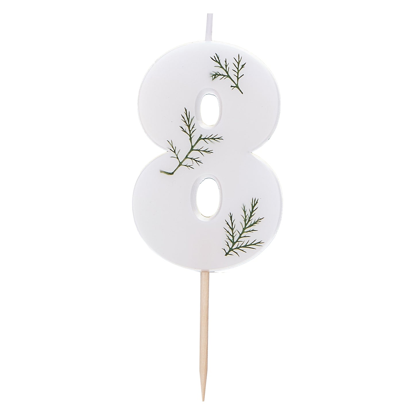 Leaf Foliage Number 8 Birthday Candle- 5 Inner Pack