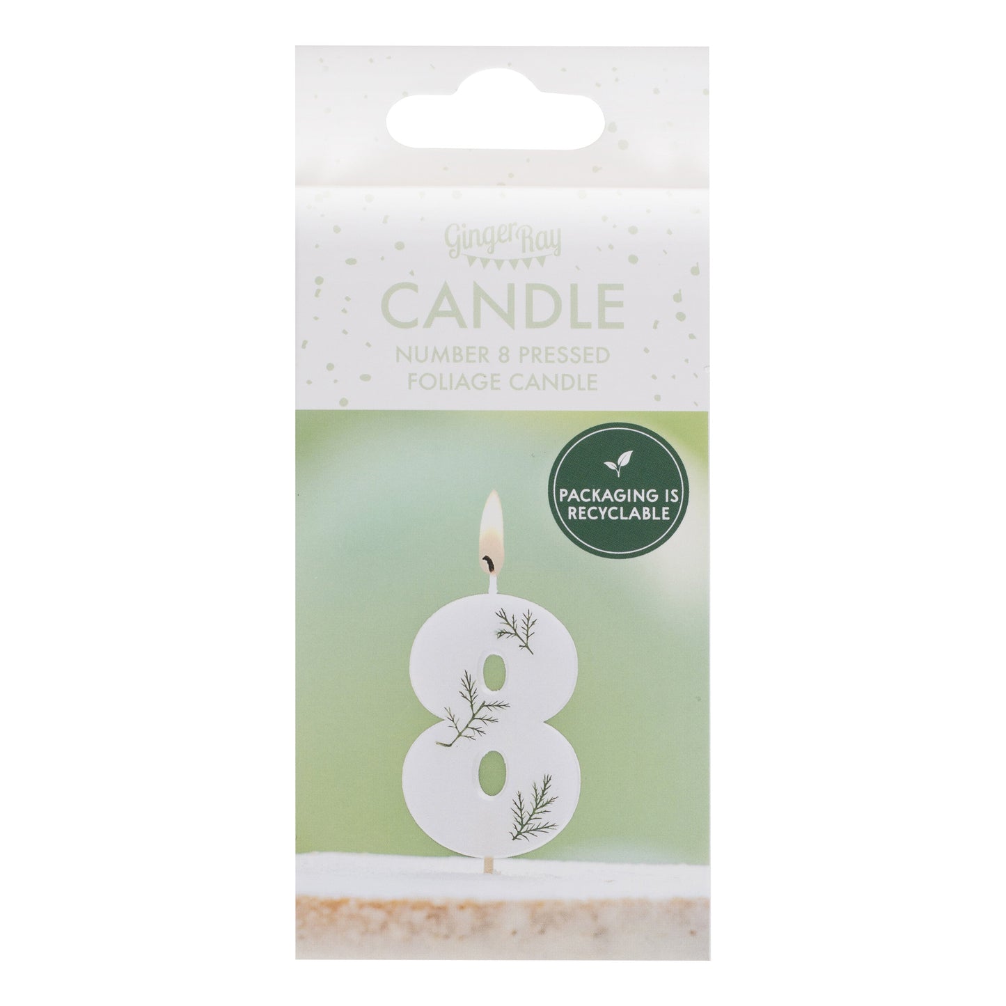 Leaf Foliage Number 8 Birthday Candle- 5 Inner Pack