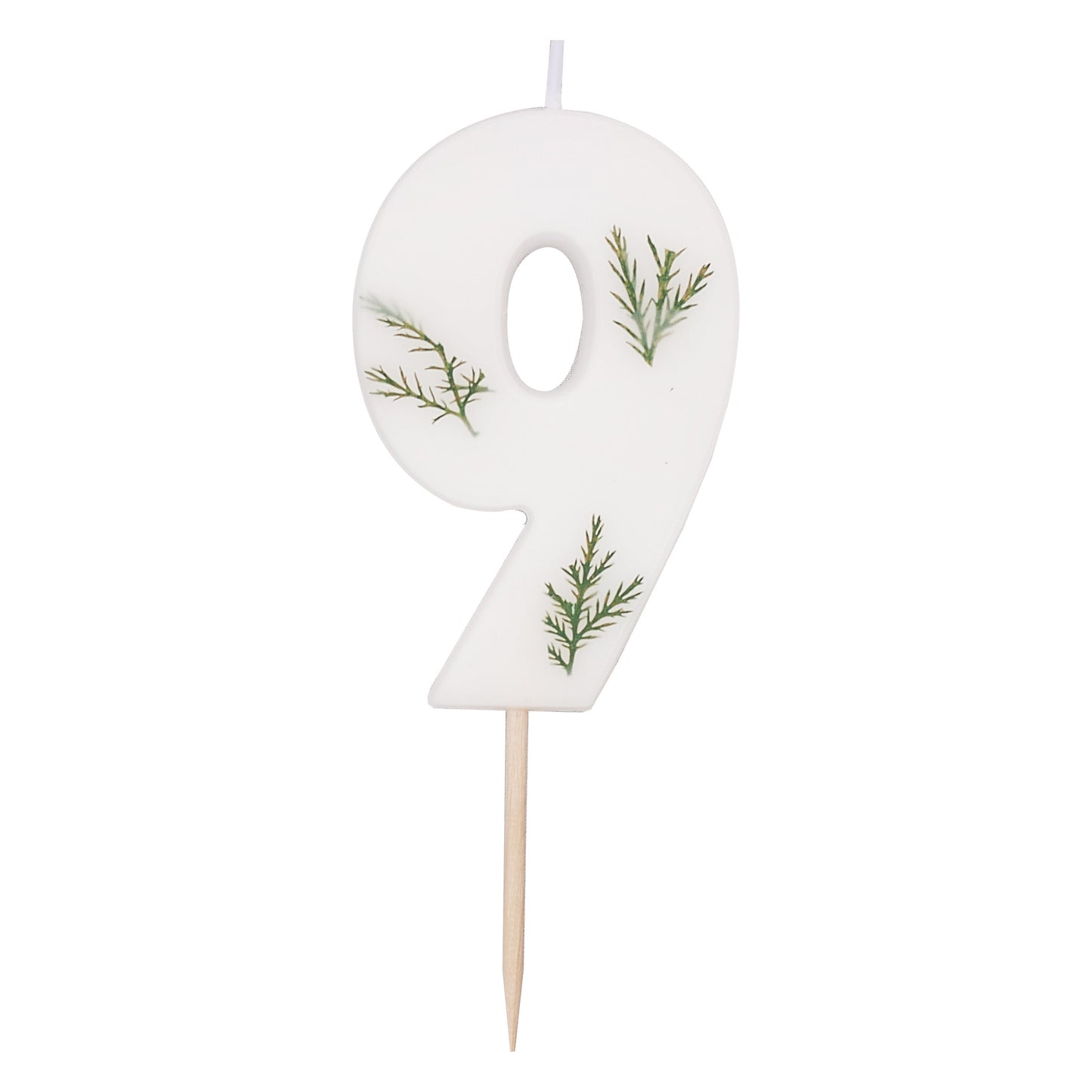 Leaf Foliage Number 9 Birthday Candle- 5 Inner Pack