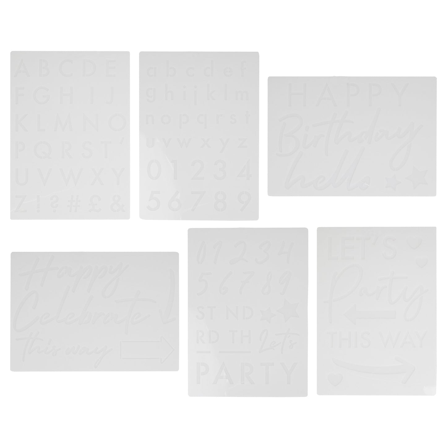 Birthday Number and Letter Stencils- 5 Inner Pack
