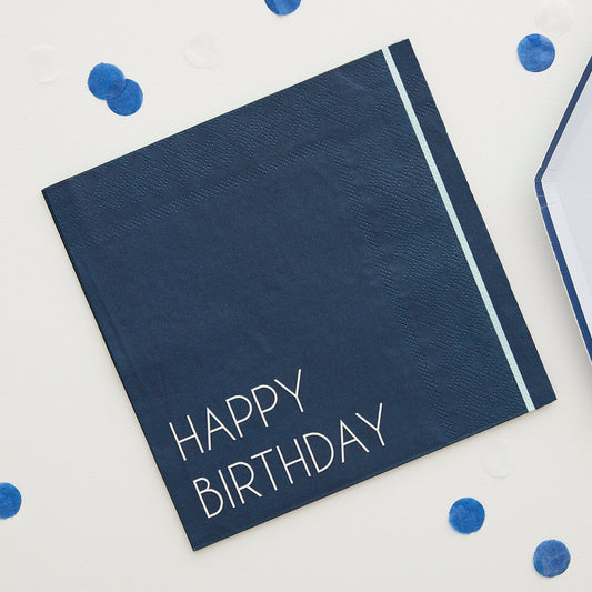Navy Happy Birthday Paper Napkins- 5 Inner Pack