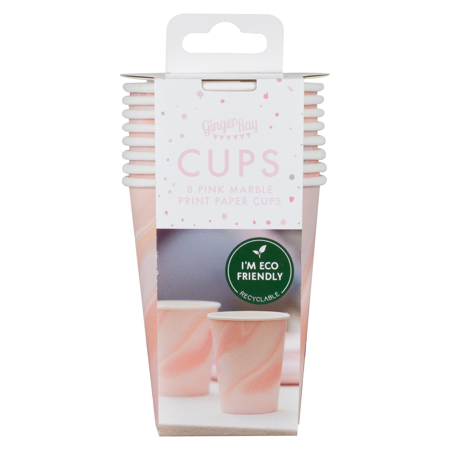 Pink Marble Print Paper Cups- 5 Inner Pack