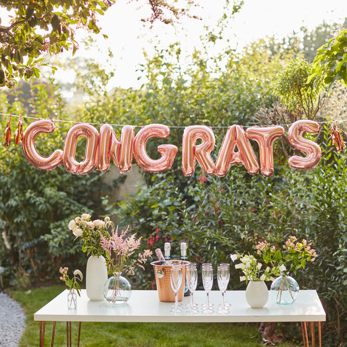 Congrats Rose Gold Congratulations Balloon Bunting- 5 Inner Pack