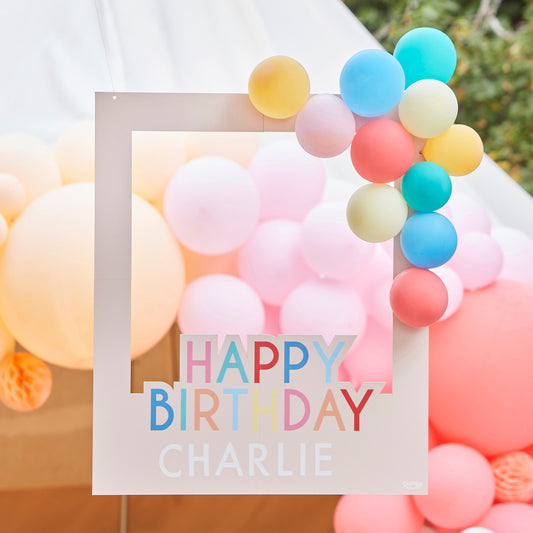 Customisable Multicoloured Happy Birthday Photo Booth Frame with Balloons- 5 Inner Pack