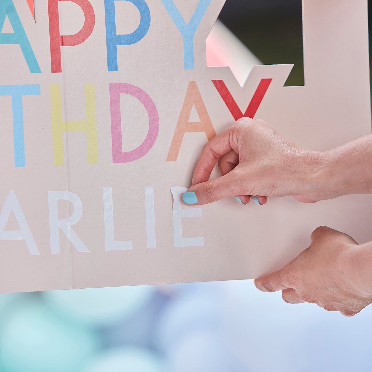 Customisable Multicoloured Happy Birthday Photo Booth Frame with Balloons- 5 Inner Pack