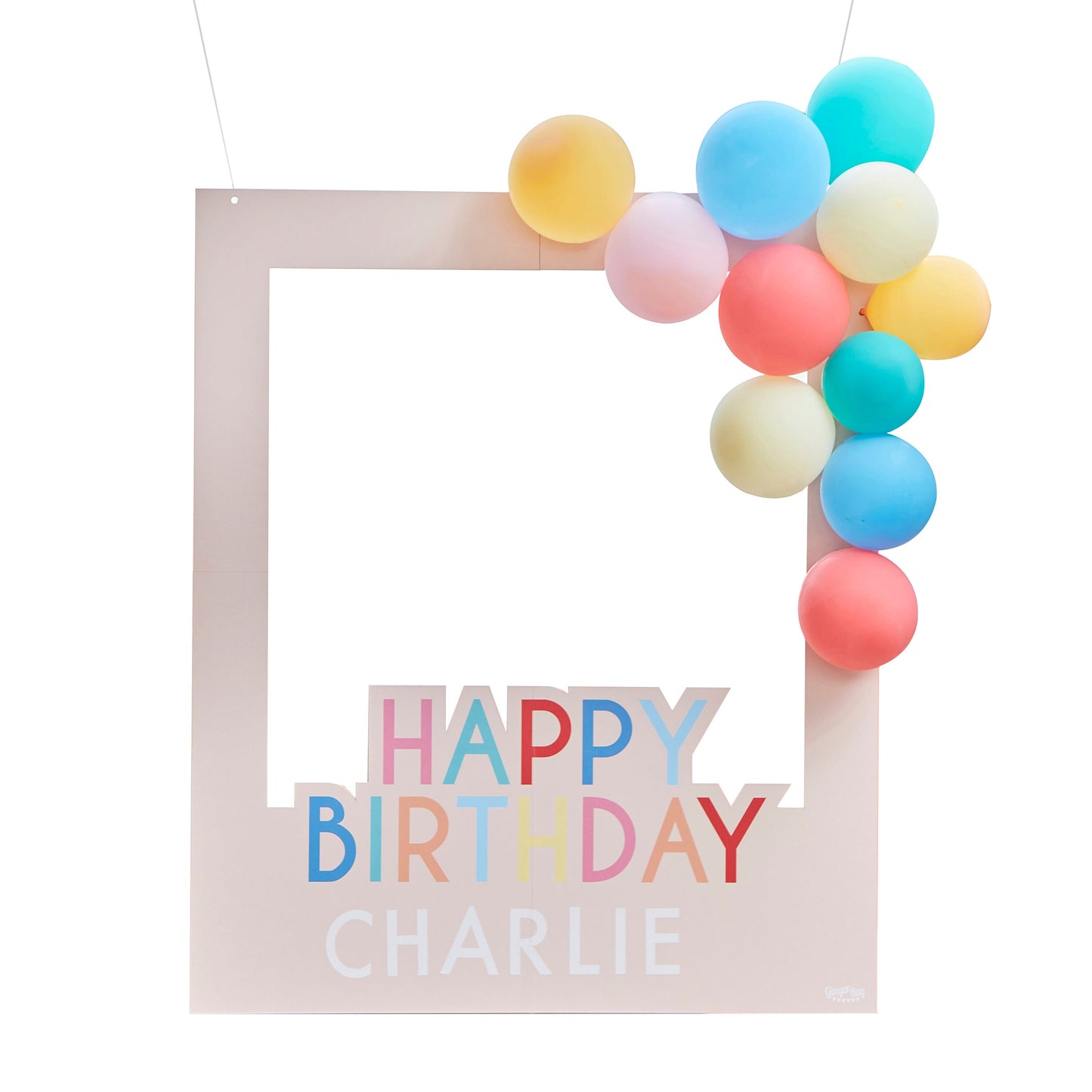 Customisable Multicoloured Happy Birthday Photo Booth Frame with Balloons- 5 Inner Pack