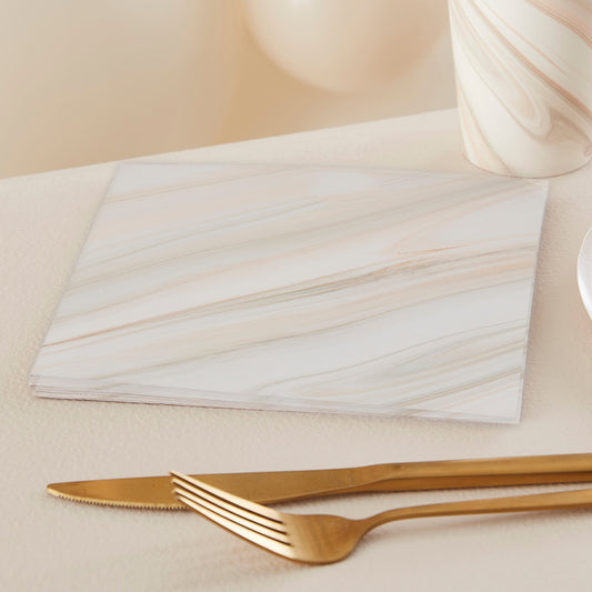 Natural Marble Print Paper Napkins- 5 Inner Pack