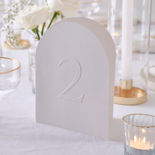 White Embossed Card Table Numbers- 5 Inner Pack