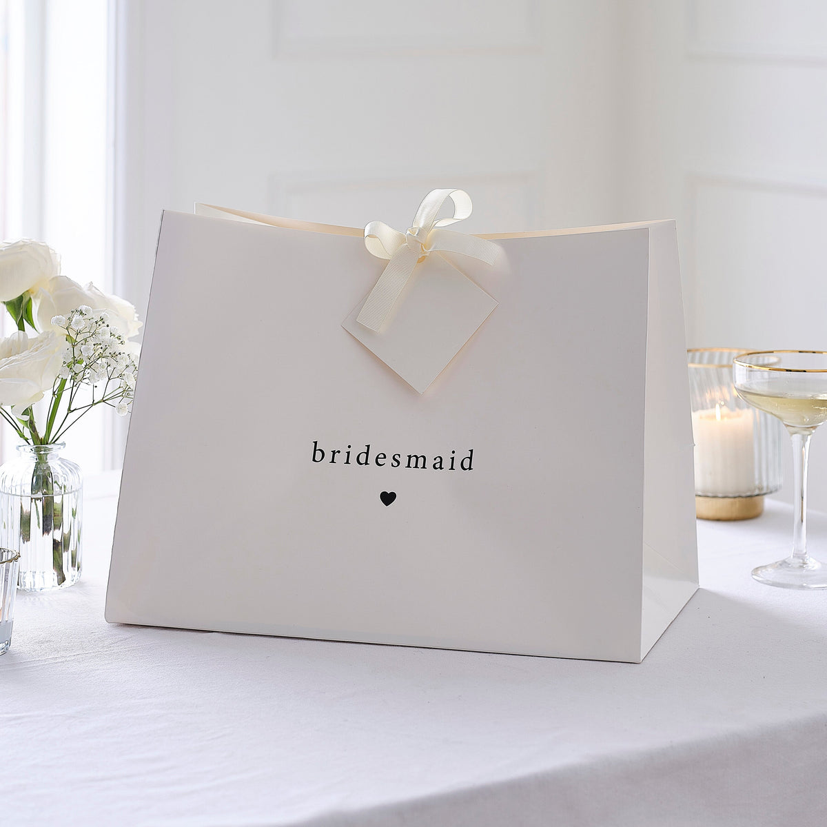 White Bridesmaid Gift Bag- 10 Inner Pack