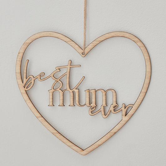 Wooden Best Mum Ever Heart Wreath- 5 Inner Pack