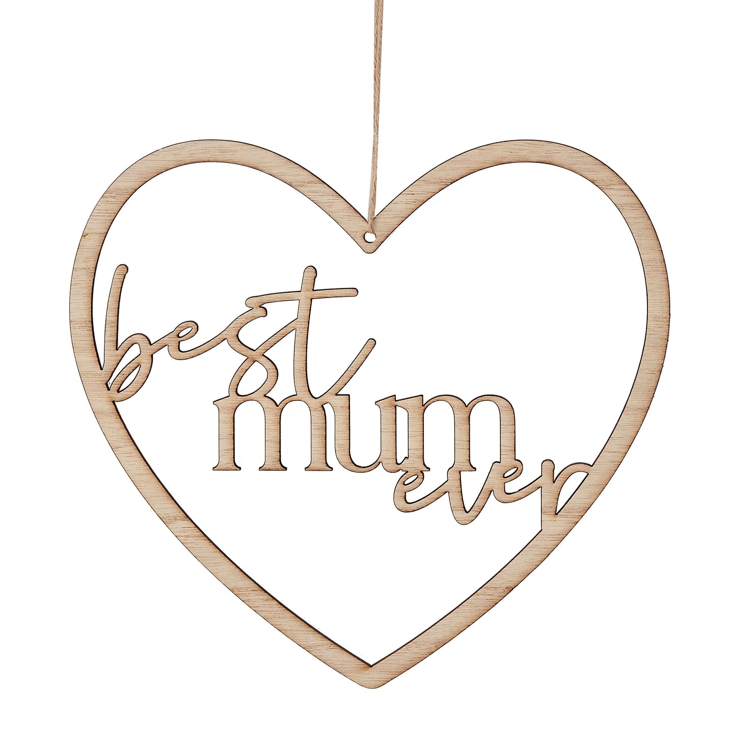 Wooden Best Mum Ever Heart Wreath- 5 Inner Pack