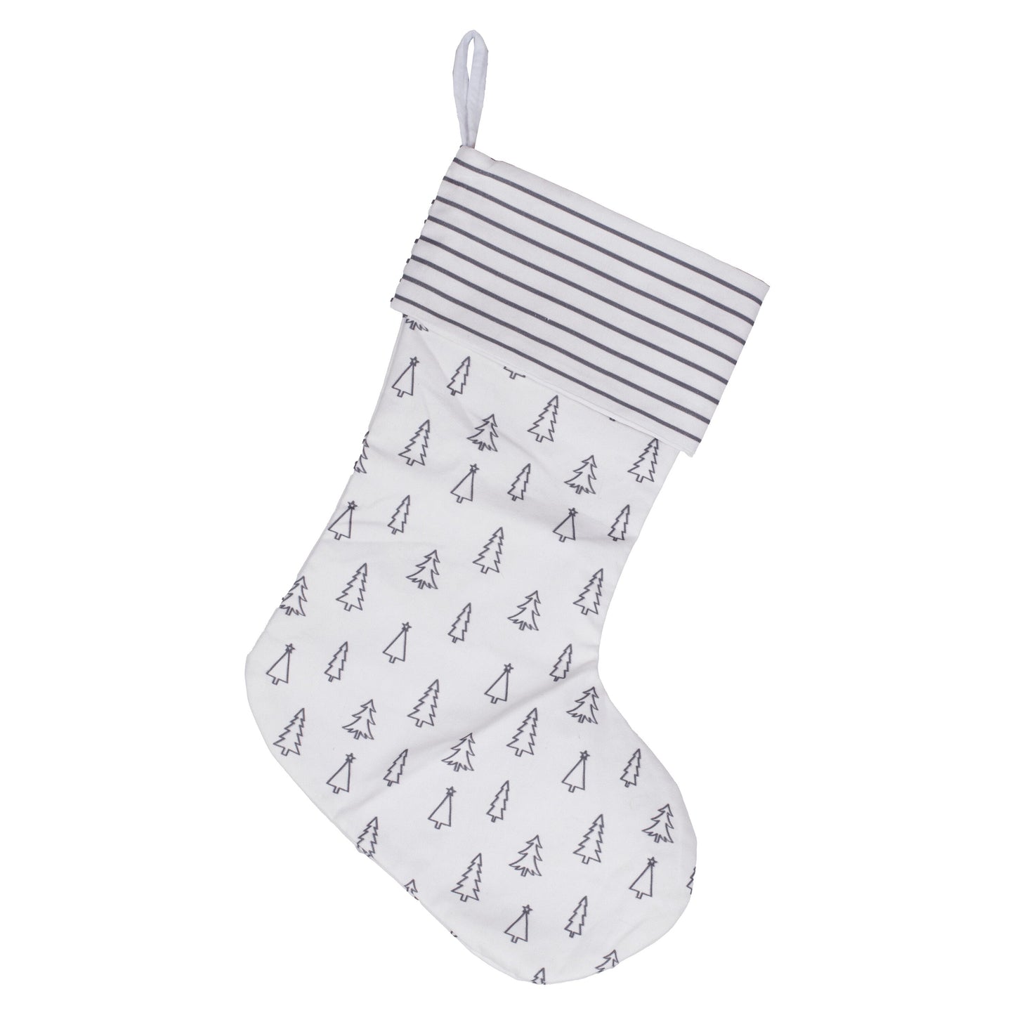 Grey Tree and Stripe Printed Christmas Stocking- 5 Inner Pack