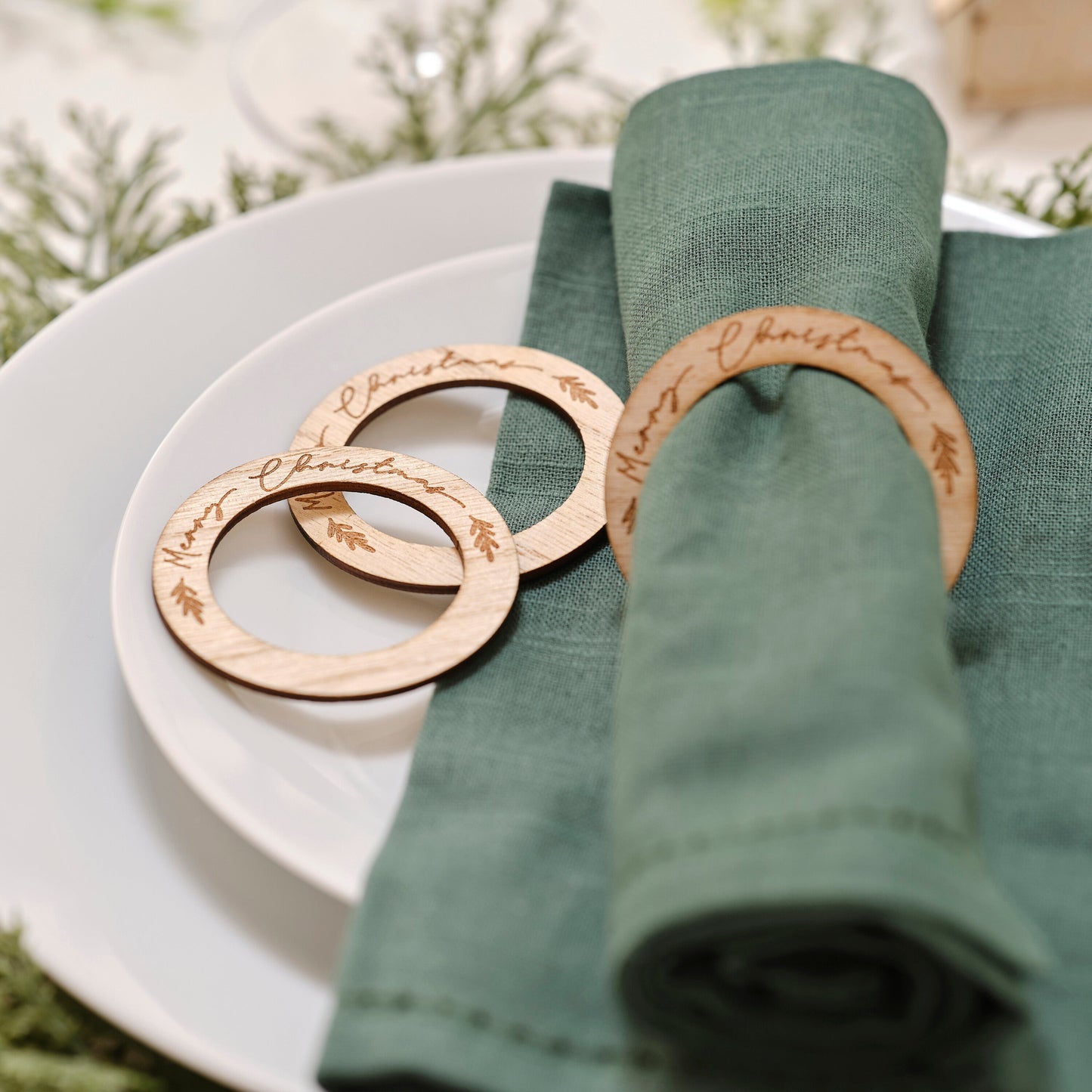 Merry Christmas Napkin Rings- 5 Inner Pack