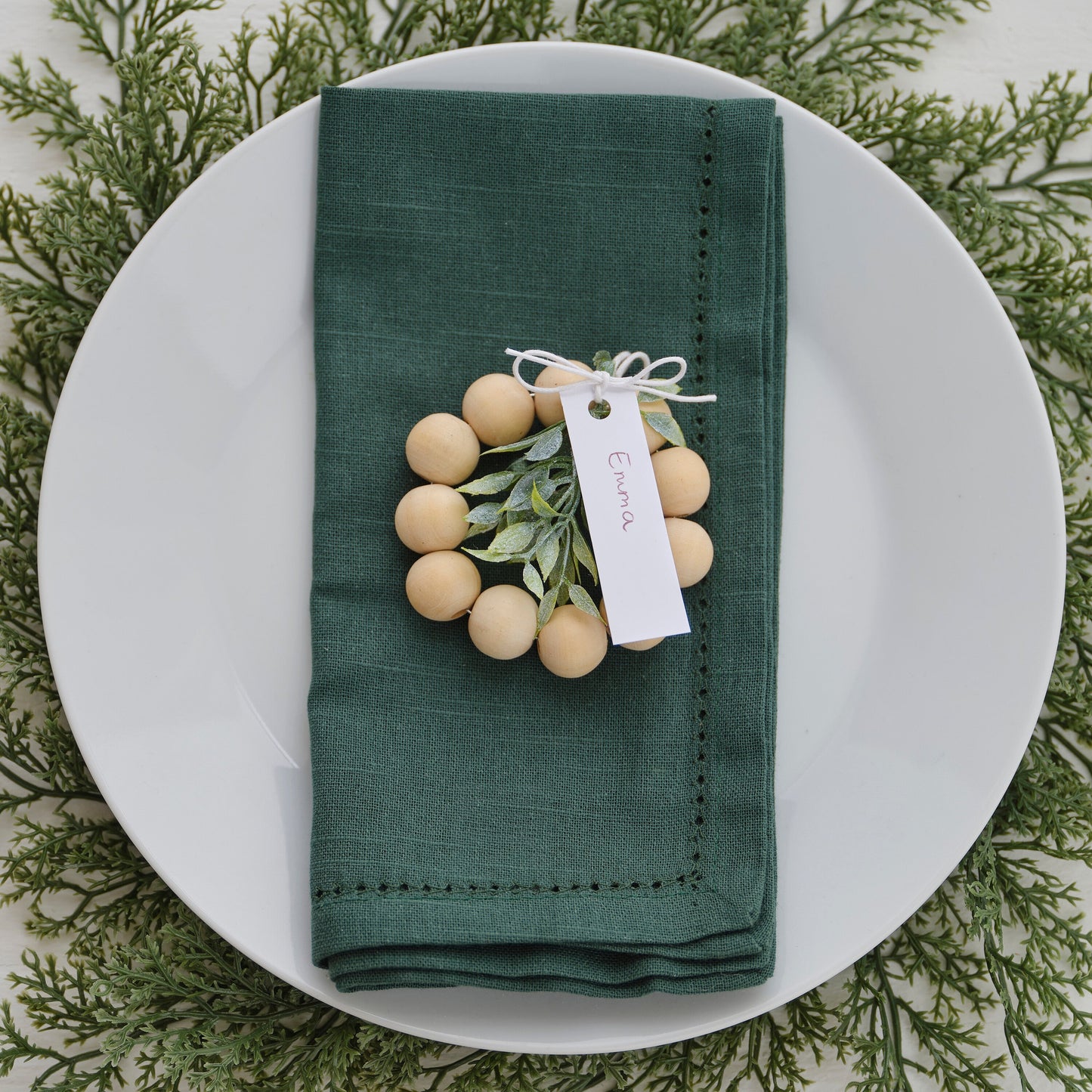 Wooden Place Card Holder with Foliage- 5 Inner Pack