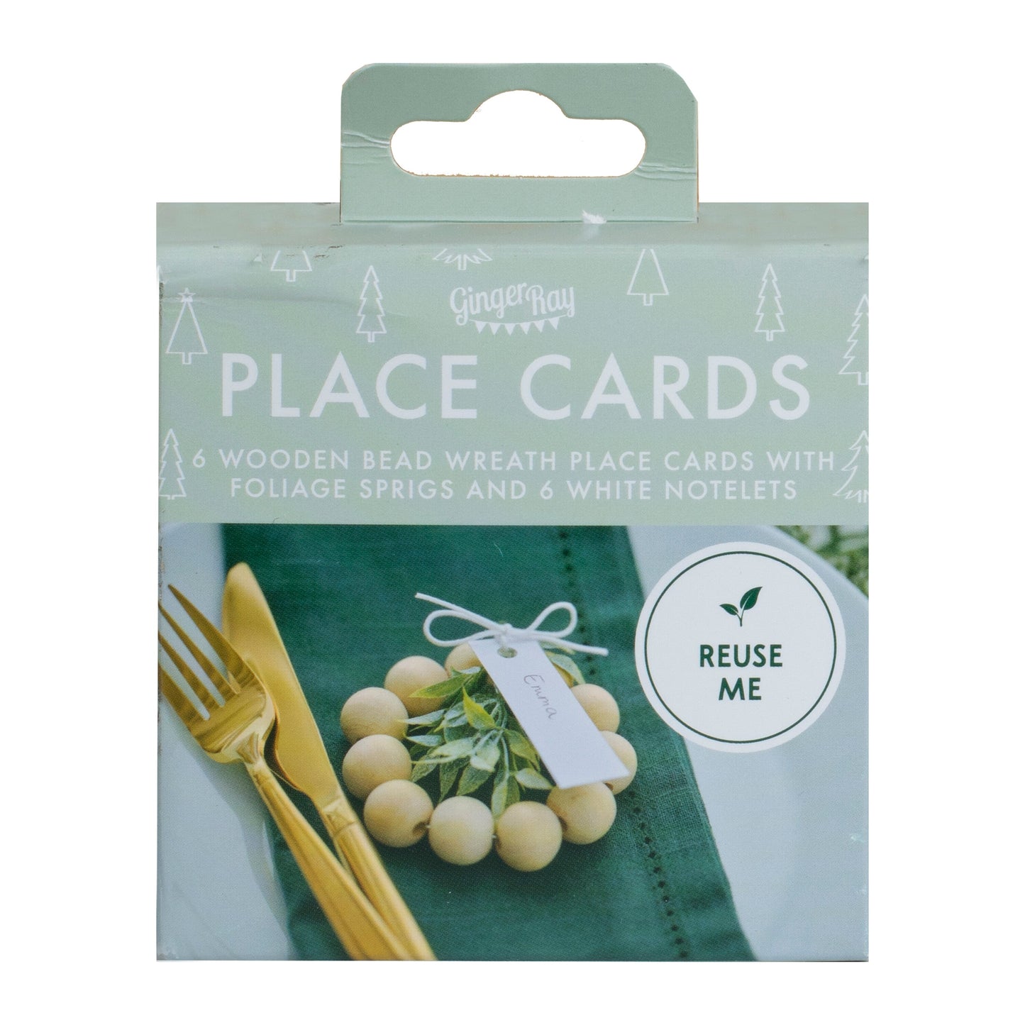 Wooden Place Card Holder with Foliage- 5 Inner Pack