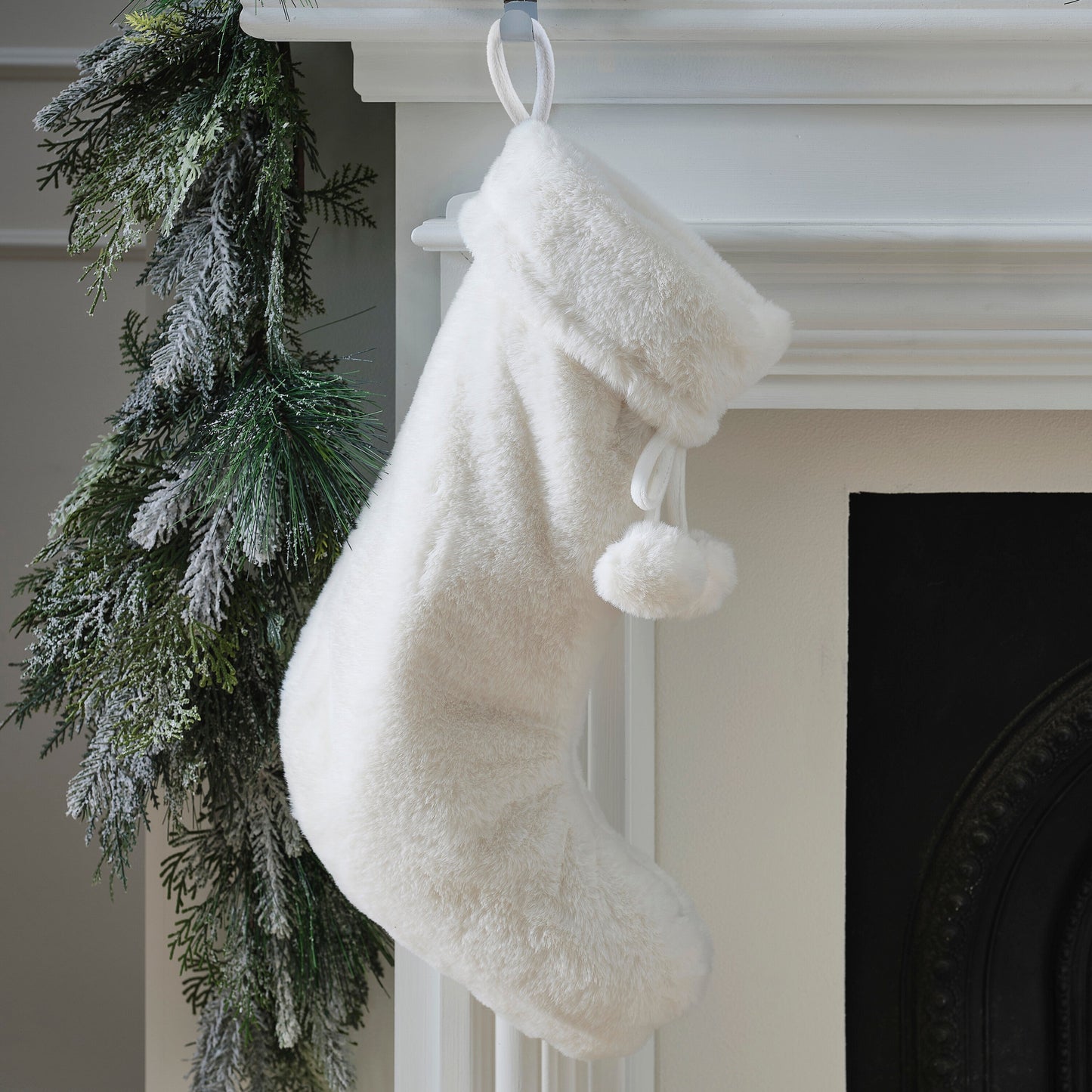 Cream Faux Fur Christmas Stocking- 5 Inner Pack