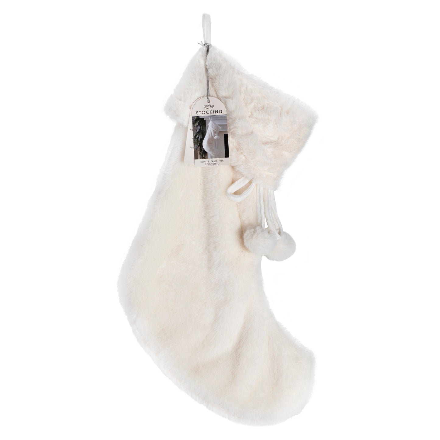 Cream Faux Fur Christmas Stocking- 5 Inner Pack
