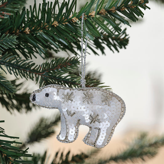 Embellished Polar Bear Christmas Tree Decoration- 5 Inner Pack