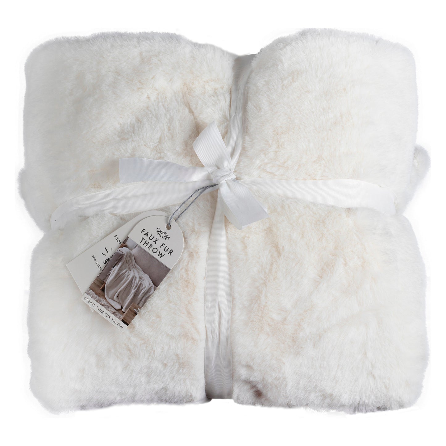 Cream Faux Fur Throw Blanket- 3 Inner Pack