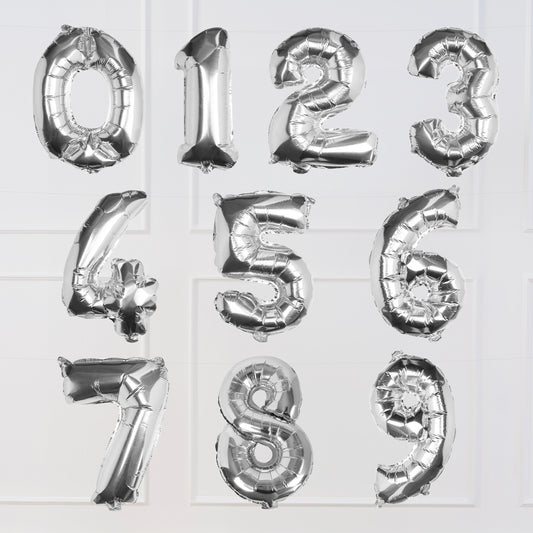 Silver Foil Number Balloon- 5 Inner Pack
